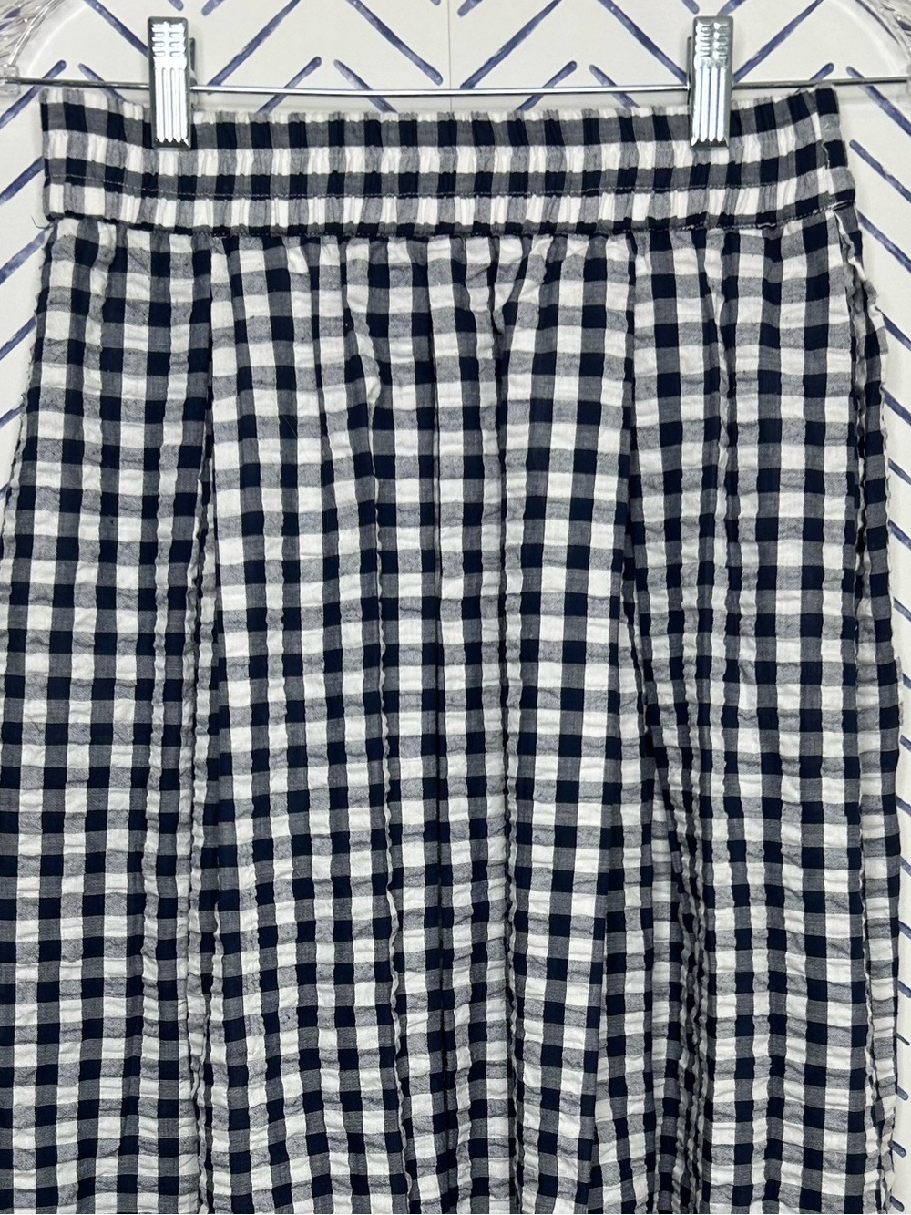 NWOT IMNYC Isaac Mizrahi navy white gingham Gauze Maxi Skirt Pockets Size Small - Picture 4 of 4